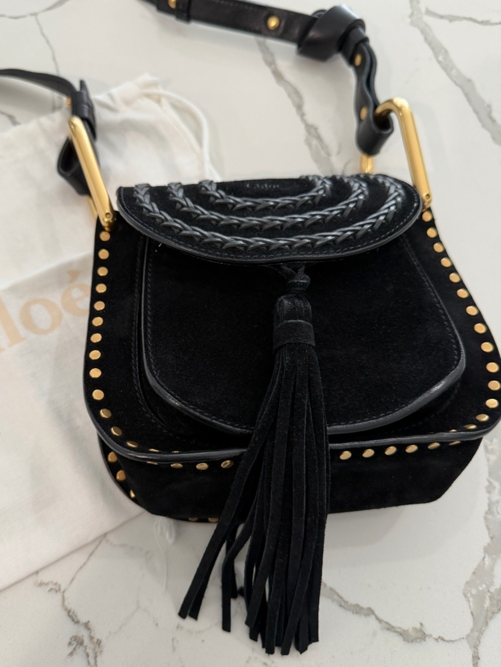 Chloe hudson Crossbody Bag suede with Gold accents black - Picture 3 of 14